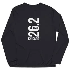 Men's Running Long Sleeve Tech Tee - Chicago 26.2 Vertical -goneforarun Sales 2023 tr 41612 BLACK FLAT