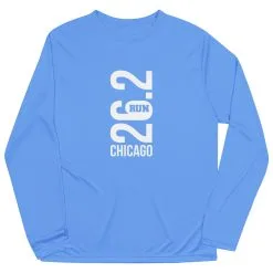 Men's Running Long Sleeve Tech Tee - Chicago 26.2 Vertical -goneforarun Sales 2023 tr 41612 LIGHTBLUE FLAT