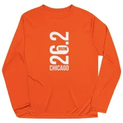 Men's Running Long Sleeve Tech Tee - Chicago 26.2 Vertical -goneforarun Sales 2023 tr 41612 ORANGE FLAT
