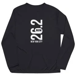 Men's Running Long Sleeve Tech Tee - New York City 26.2 Vertical -goneforarun Sales 2023 tr 41613 BLACK FLAT