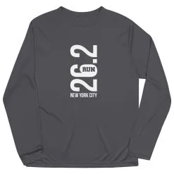 Men's Running Long Sleeve Tech Tee - New York City 26.2 Vertical -goneforarun Sales 2023 tr 41613 GRAPHITE FLAT