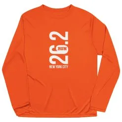 Men's Running Long Sleeve Tech Tee - New York City 26.2 Vertical -goneforarun Sales 2023 tr 41613 ORANGE FLAT