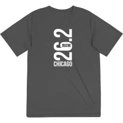 Men's Running Short Sleeve Tech Tee - Chicago 26.2 Vertical -goneforarun Sales 2023 tr 41615 GRAPHITE FLAT