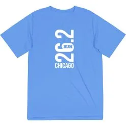 Men's Running Short Sleeve Tech Tee - Chicago 26.2 Vertical -goneforarun Sales 2023 tr 41615 LIGHTBLUE FLAT