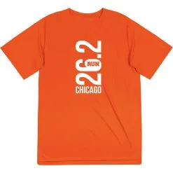 Men's Running Short Sleeve Tech Tee - Chicago 26.2 Vertical -goneforarun Sales 2023 tr 41615 ORANGE FLAT
