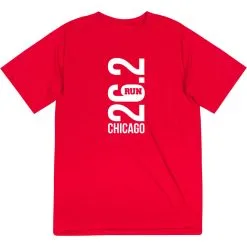 Men's Running Short Sleeve Tech Tee - Chicago 26.2 Vertical -goneforarun Sales 2023 tr 41615 RED FLAT