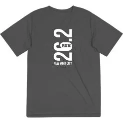 Men's Running Short Sleeve Tech Tee - New York City 26.2 Vertical -goneforarun Sales 2023 tr 41616 GRAPHITE FLAT