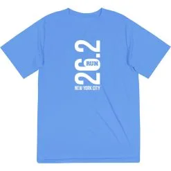 Men's Running Short Sleeve Tech Tee - New York City 26.2 Vertical -goneforarun Sales 2023 tr 41616 LIGHTBLUE FLAT