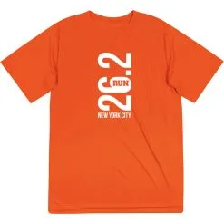 Men's Running Short Sleeve Tech Tee - New York City 26.2 Vertical -goneforarun Sales 2023 tr 41616 ORANGE FLAT