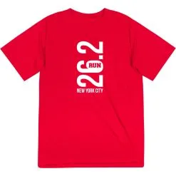 Men's Running Short Sleeve Tech Tee - New York City 26.2 Vertical -goneforarun Sales 2023 tr 41616 RED FLAT