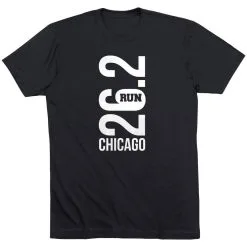 Running Short Sleeve T-Shirt - Chicago 26.2 Vertical -goneforarun Sales 2023 tr 41627 BLACK FLAT