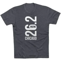 Running Short Sleeve T-Shirt - Chicago 26.2 Vertical -goneforarun Sales 2023 tr 41627 CHARCOAL FLAT