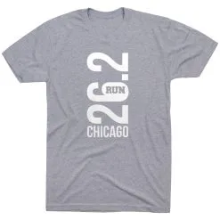 Running Short Sleeve T-Shirt - Chicago 26.2 Vertical -goneforarun Sales 2023 tr 41627 GRAY FLAT
