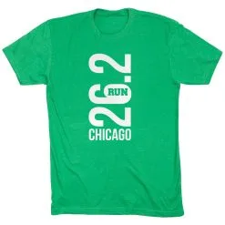 Running Short Sleeve T-Shirt - Chicago 26.2 Vertical -goneforarun Sales 2023 tr 41627 GREEN FLAT