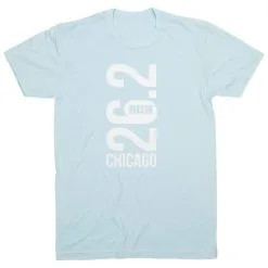 Running Short Sleeve T-Shirt - Chicago 26.2 Vertical -goneforarun Sales 2023 tr 41627 LIGHTBLUE FLAT