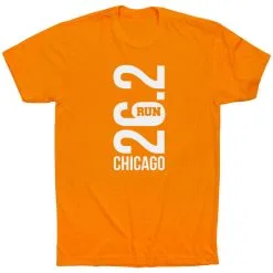Running Short Sleeve T-Shirt - Chicago 26.2 Vertical -goneforarun Sales 2023 tr 41627 ORANGE FLAT