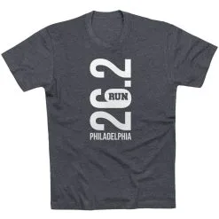 Running Short Sleeve T-Shirt - Philadelphia 26.2 Vertical -goneforarun Sales 2023 tr 41629 CHARCOAL FLAT