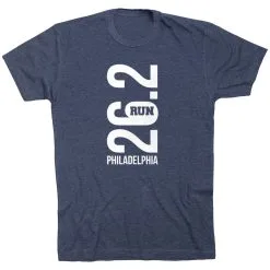 Running Short Sleeve T-Shirt - Philadelphia 26.2 Vertical -goneforarun Sales 2023 tr 41629 NAVY FLAT