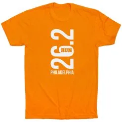 Running Short Sleeve T-Shirt - Philadelphia 26.2 Vertical -goneforarun Sales 2023 tr 41629 ORANGE FLAT