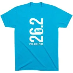 Running Short Sleeve T-Shirt - Philadelphia 26.2 Vertical -goneforarun Sales 2023 tr 41629 TURQUOISE FLAT