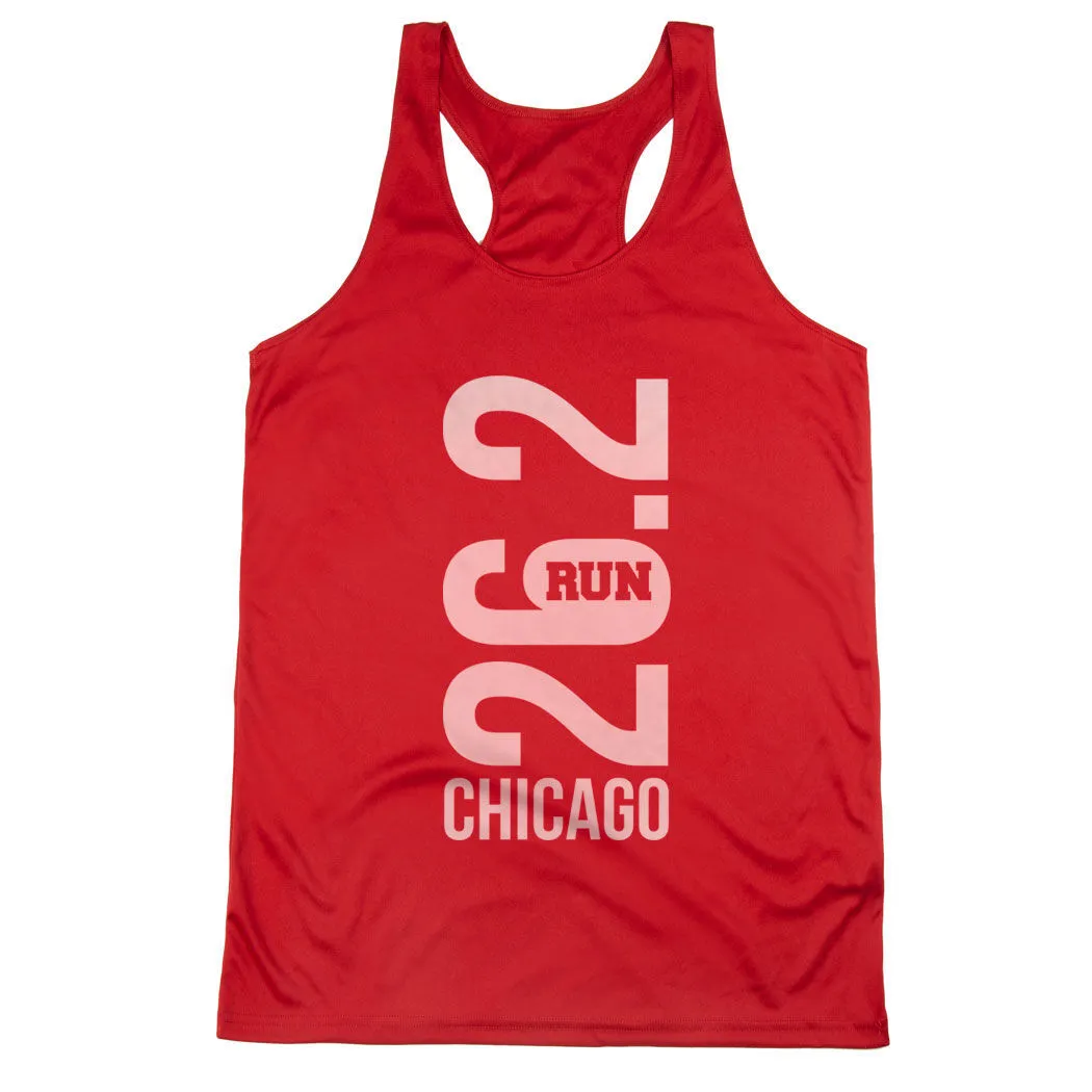 Women's Racerback Performance Tank Top - Chicago 26.2 Vertical 3 Women's Racerback Performance Tank Top - Chicago 26.2 Vertical