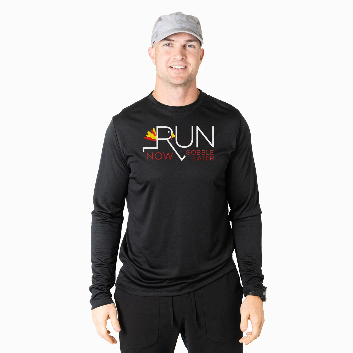 Long Sleeve Performance Tee - Let's Run Now Gobble Later 4 Long Sleeve Performance Tee - Let's Run Now Gobble Later - Image 2