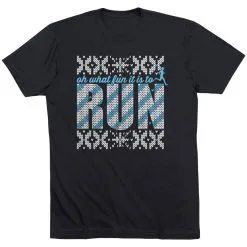 Running Short Sleeve T-Shirt - Oh What Fun It Is To Run -goneforarun Sales 2023 tr 41838 BLACK FLAT