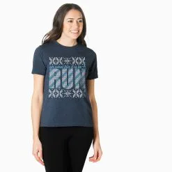 Running Short Sleeve T-Shirt - Oh What Fun It Is To Run -goneforarun Sales 2023 tr 41838 NAVY FEMALEGFAR