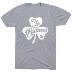 Running Short Sleeve T-Shirt - Kiss A Lucky Runner -goneforarun Sales 2023 tr 41942 GRAY FLAT