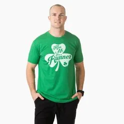 Running Short Sleeve T-Shirt - Kiss A Lucky Runner -goneforarun Sales 2023 tr 41942 GREEN MALE