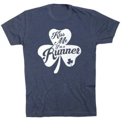 Running Short Sleeve T-Shirt - Kiss A Lucky Runner -goneforarun Sales 2023 tr 41942 NAVY FLAT