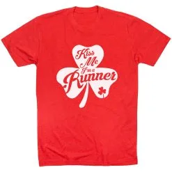 Running Short Sleeve T-Shirt - Kiss A Lucky Runner -goneforarun Sales 2023 tr 41942 RED FLAT