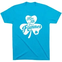 Running Short Sleeve T-Shirt - Kiss A Lucky Runner -goneforarun Sales 2023 tr 41942 TURQUOISE FLAT