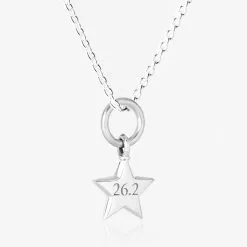 Sterling Silver 26.2 Star Marathon Necklace