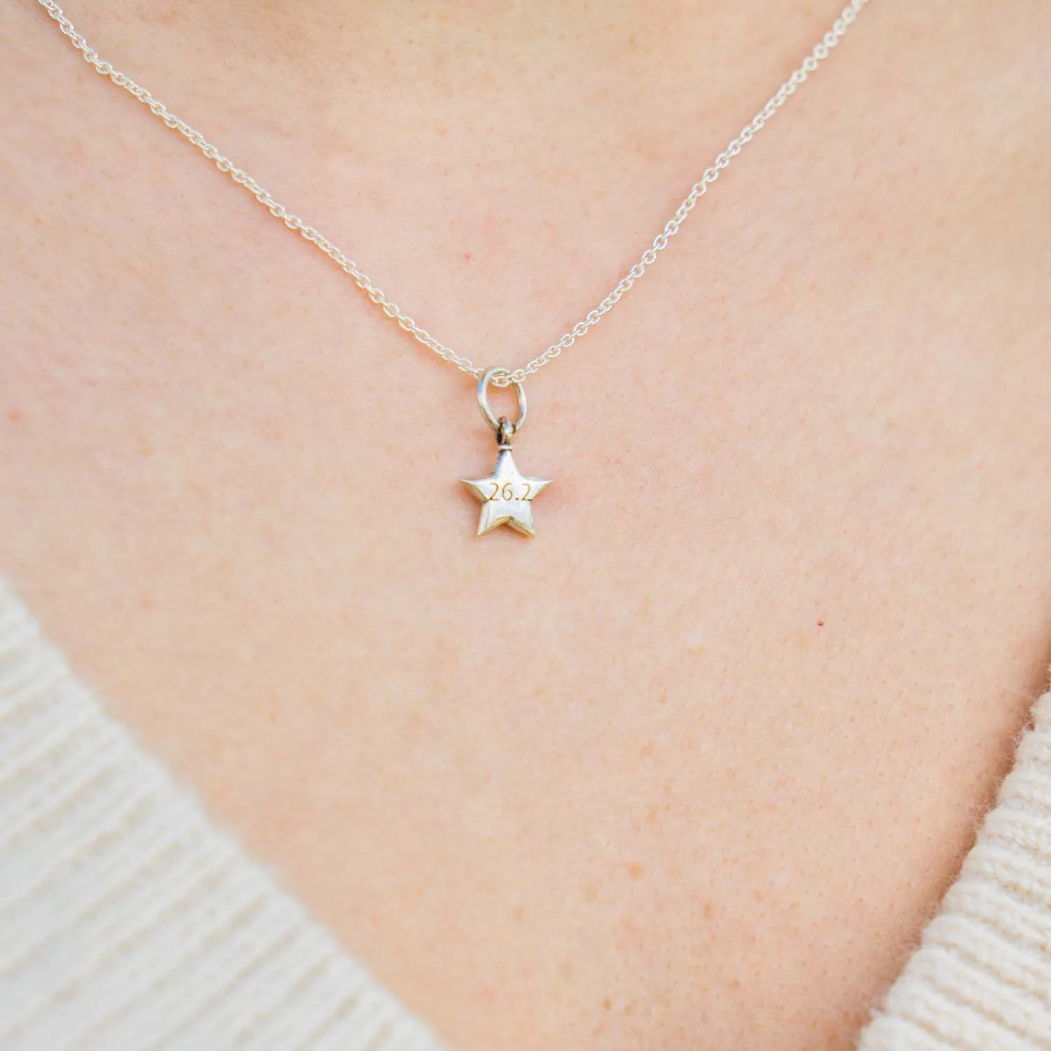 Sterling Silver 26.2 Star Marathon Necklace 5 Sterling Silver 26.2 Star Marathon Necklace - Image 3