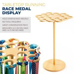 Premier Wood Tabletop Running Race Medal Display -goneforarun Sales 2023 tr 42114 MEDALDISPLAY WOOD DETAILS
