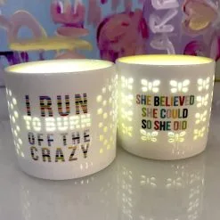 Soleil Home™ Porcelain Candle Holder - She Believed She Could -goneforarun Sales 2023 tr 42128 LIFESTYLE4