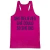 Women's Racerback Performance Tank Top - She Believed She Could (Simple)