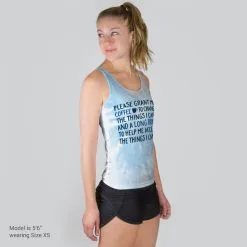 Women's Performance Tank Top - Please Grant Me Coffee Tie-Dye -goneforarun Sales 2023 tr 42447 MODELFRONT
