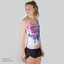 Women's Performance Tank Top - Runner's High Still Legal In 50 States Tie-Dye -goneforarun Sales 2023 tr 42448 MODELFRONT