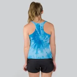 Women's Performance Tank Top - Running On Girl Power Tie-Dye -goneforarun Sales 2023 tr 42449 BLUE MODELBACK