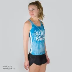 Women's Performance Tank Top - Running On Girl Power Tie-Dye -goneforarun Sales 2023 tr 42449 BLUE MODELFRONT
