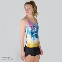 Women's Performance Tank Top - This Is My Happy Hour Tie-Dye 8 Women's Performance Tank Top - This Is My Happy Hour Tie-Dye -goneforarun Sales 2023 tr 42452 MODELFRONT