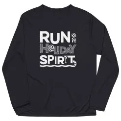 Men's Running Long Sleeve Performance Tee - Run On Holiday Spirit -goneforarun Sales 2023 tr 42872 BLACK FLAT