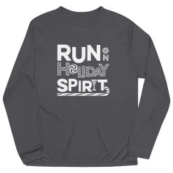 Men's Running Long Sleeve Performance Tee - Run On Holiday Spirit -goneforarun Sales 2023 tr 42872 GRAPHITE FLAT
