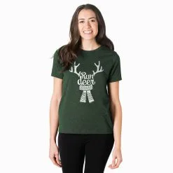 Running Short Sleeve T- Shirt - Run Deer -goneforarun Sales 2023 tr 42973 FORESTGREEN FEMALE