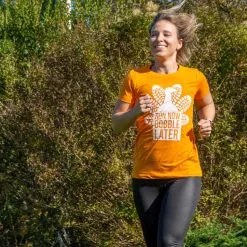 Running Short Sleeve T- Shirt - Thanksgiving Run -goneforarun Sales 2023 tr 42974 ORANGE FEMALE LIFESTYLE