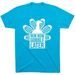 Running Short Sleeve T- Shirt - Thanksgiving Run -goneforarun Sales 2023 tr 42974 TURQUOISE FLAT