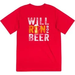 Men's Running Short Sleeve Performance Tee - Will Run For Beer -goneforarun Sales 2023 tr 43265 RED FLAT