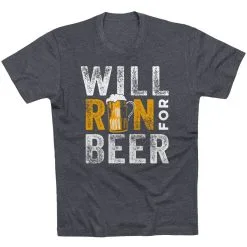 Running Short Sleeve T- Shirt - Will Run For Beer -goneforarun Sales 2023 tr 43266 CHARCOAL FLAT